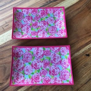 Set of 2 Lilly Pulitzer Glass Catchall Tray